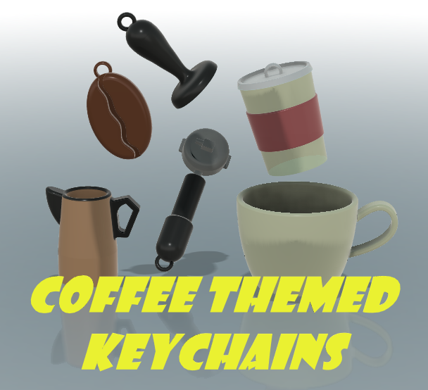 Coffee themed keychain collection