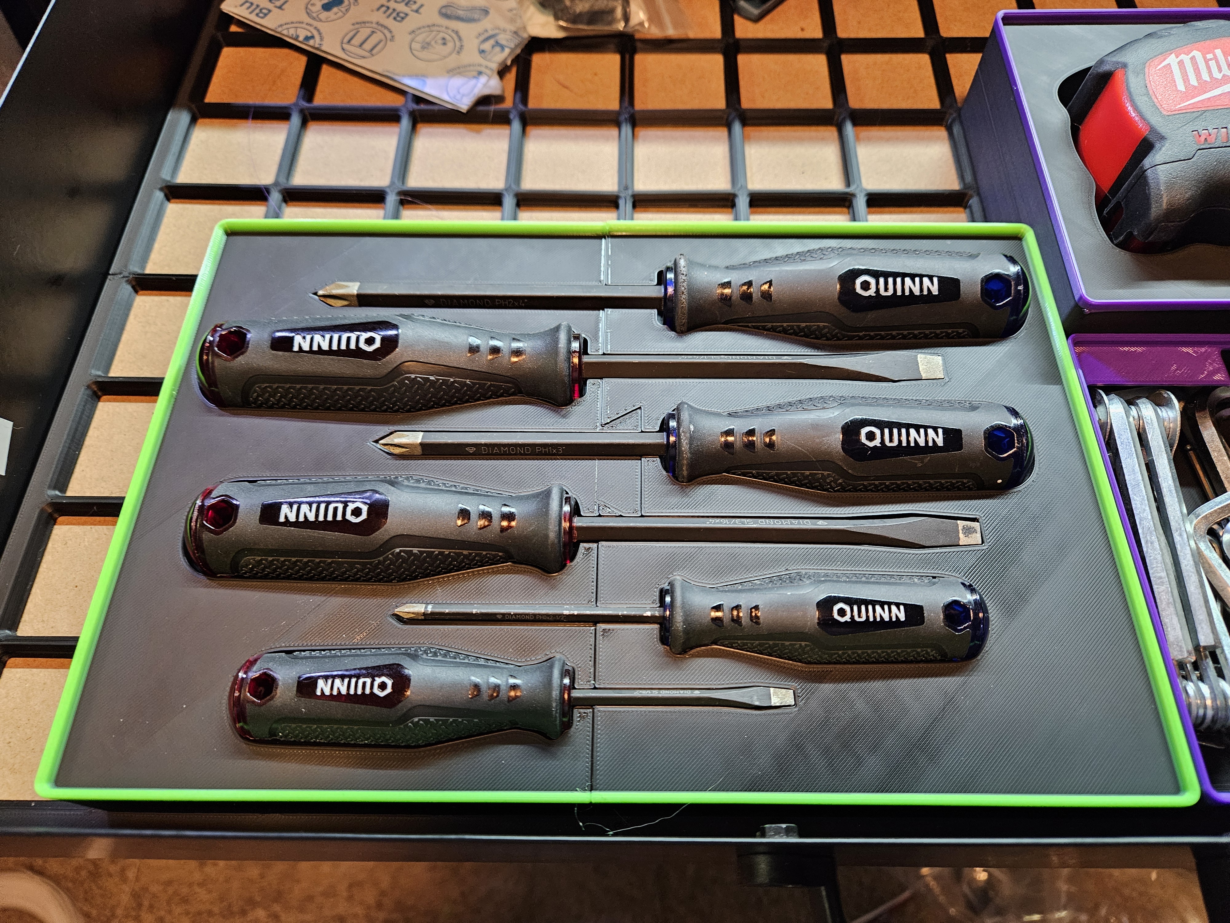 QUINN Diamond Tip Screwdrivers Set Gridfinity Holder