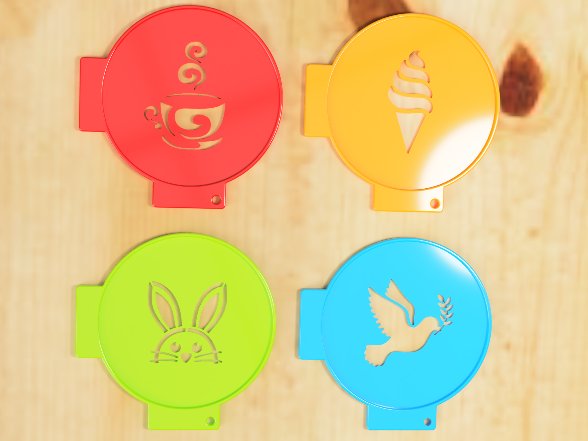 Coffee stencils and stencil holder