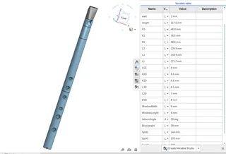Fully parametric Tin Whistle design