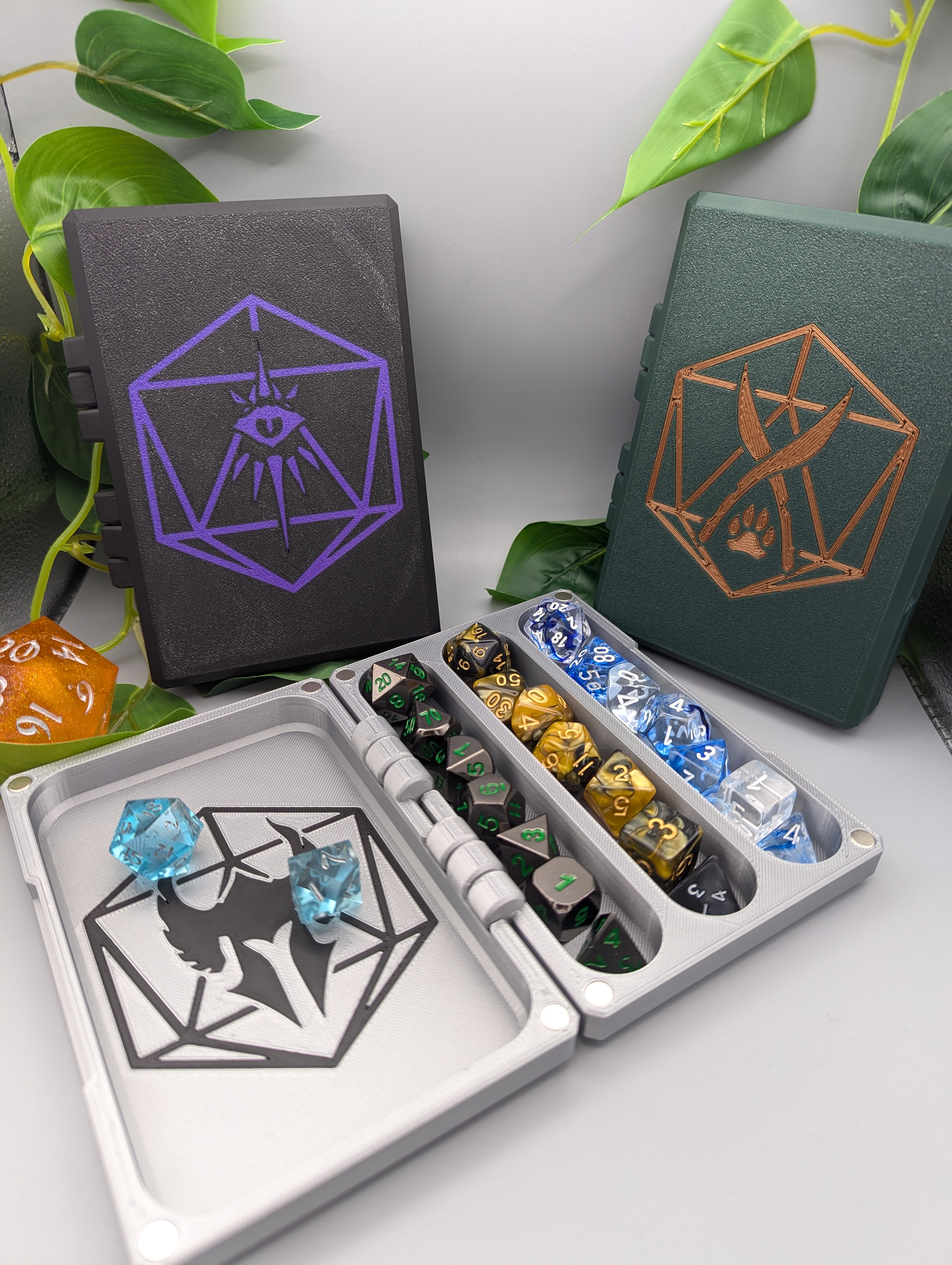 Dice Storage Vault - 3 Set Dice Vault With Dice Tray - 14 Class Specific Designs for Multicolour Printing