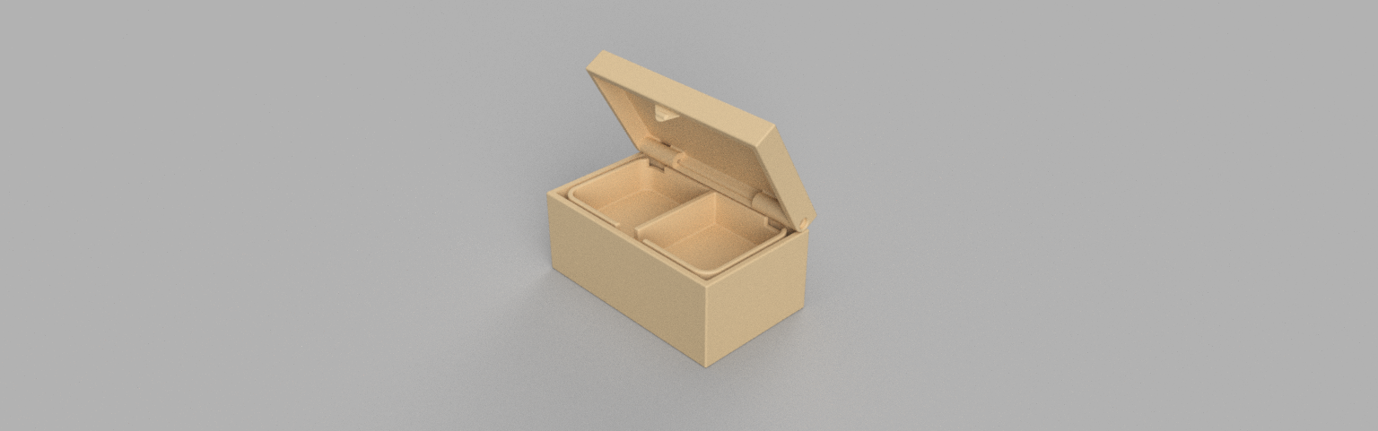 Parametric box with inside hinges and latch and trays