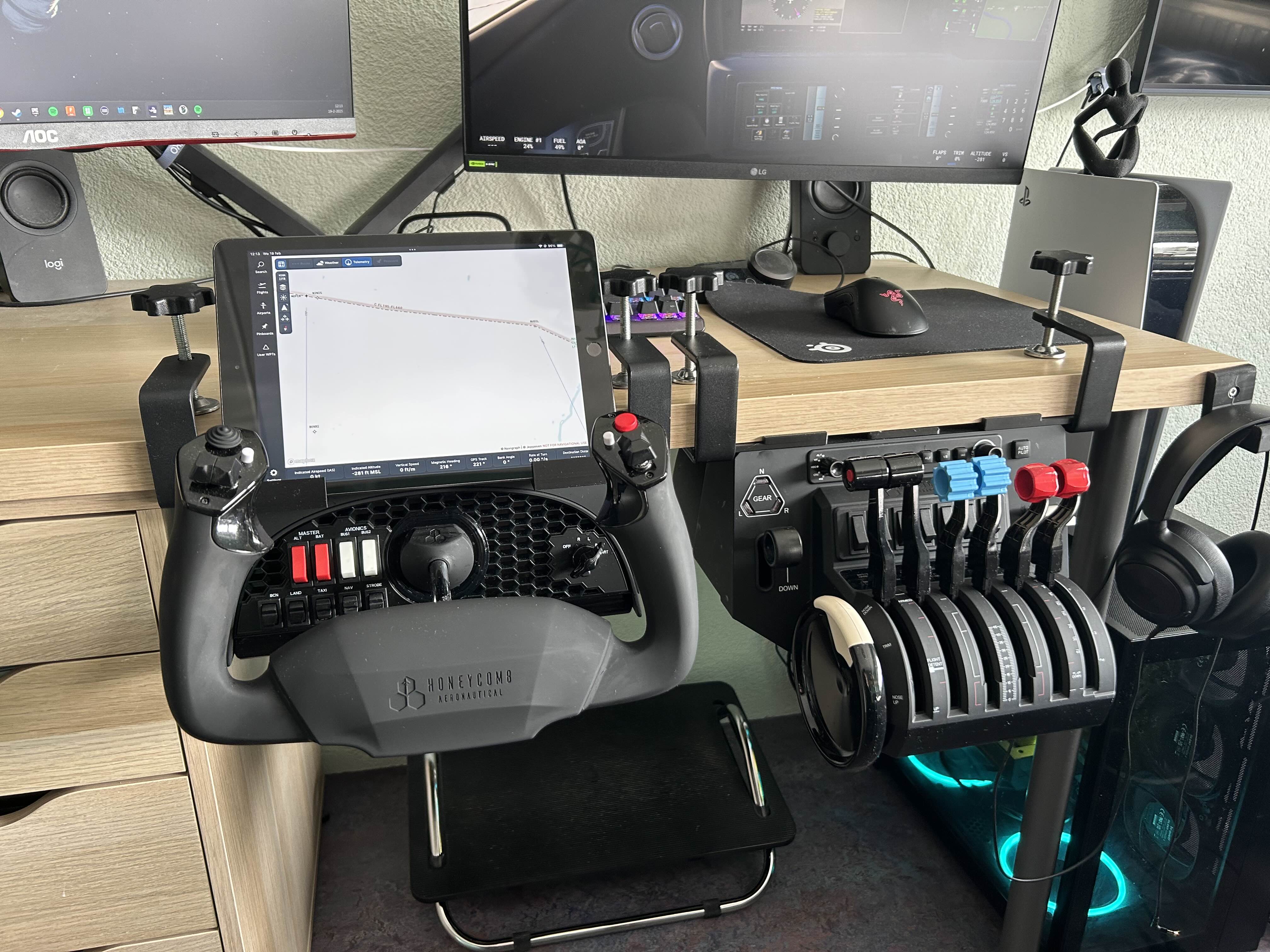 Honeycomb Alpha & Bravo under desk holder with ipad mount