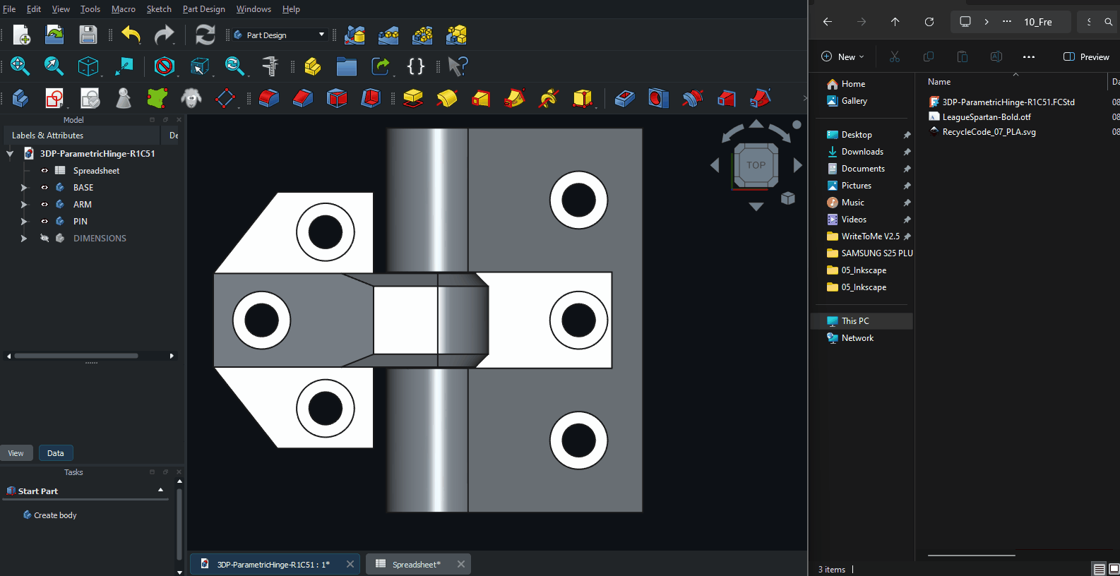 Miniatura 3 do modelo 3D Parametric Hinge R1C51