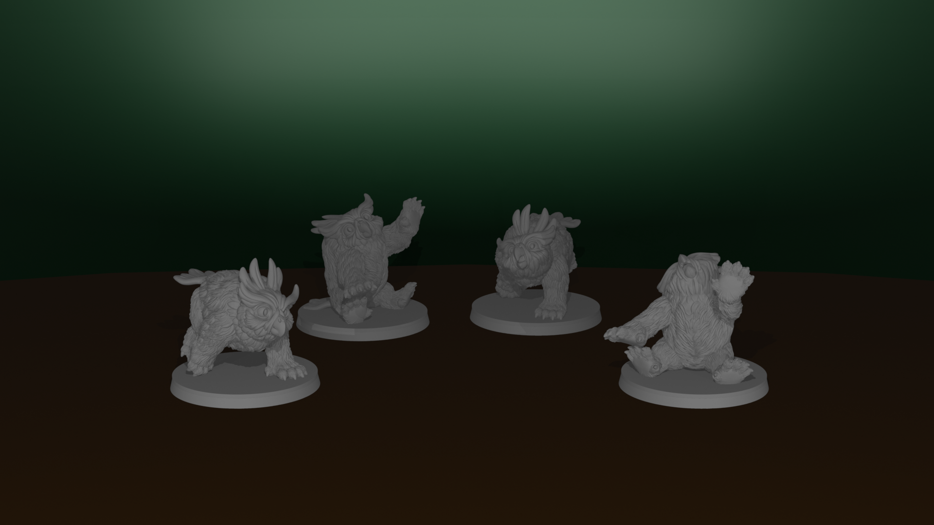 Owlbear Cub Miniature Set – 11 Poses | 28mm Scale (With Bases)