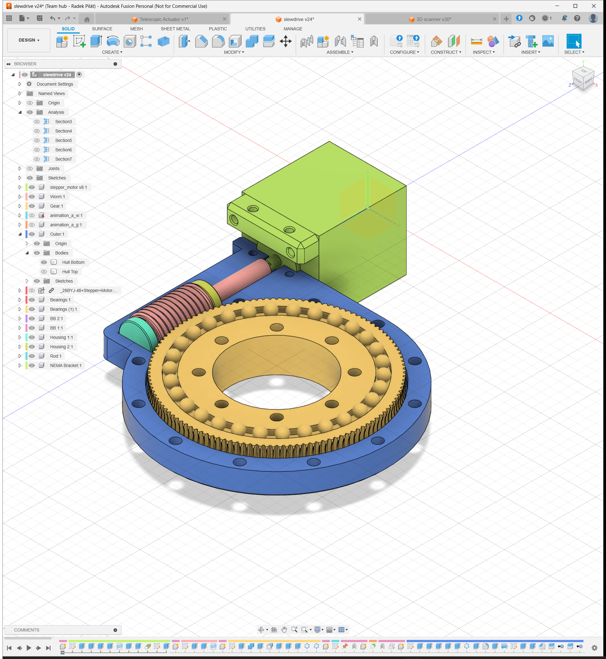 Slewdrive with worm axial bearings (f3d)