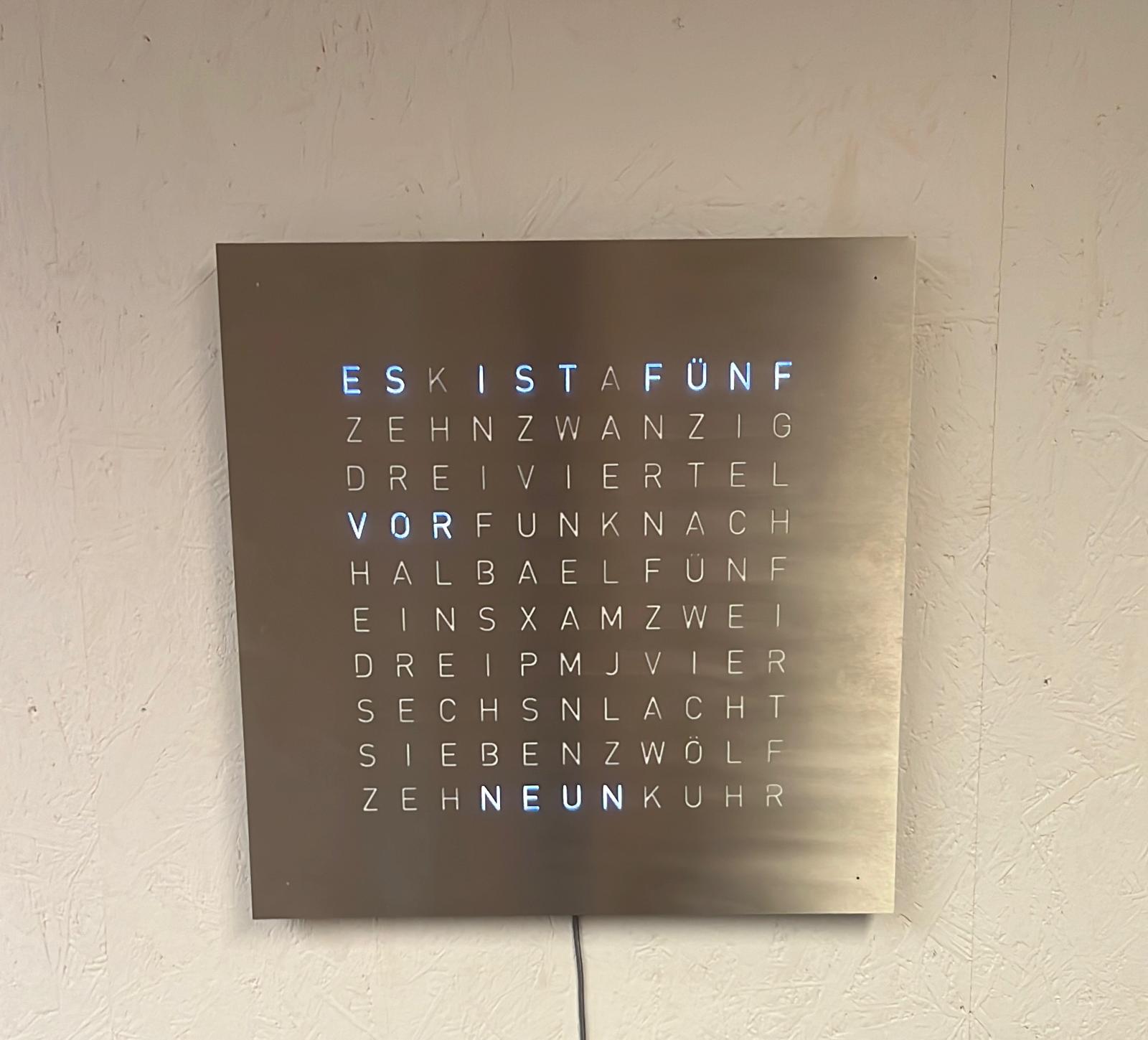 Wordclock with Stainless Steel Plate
