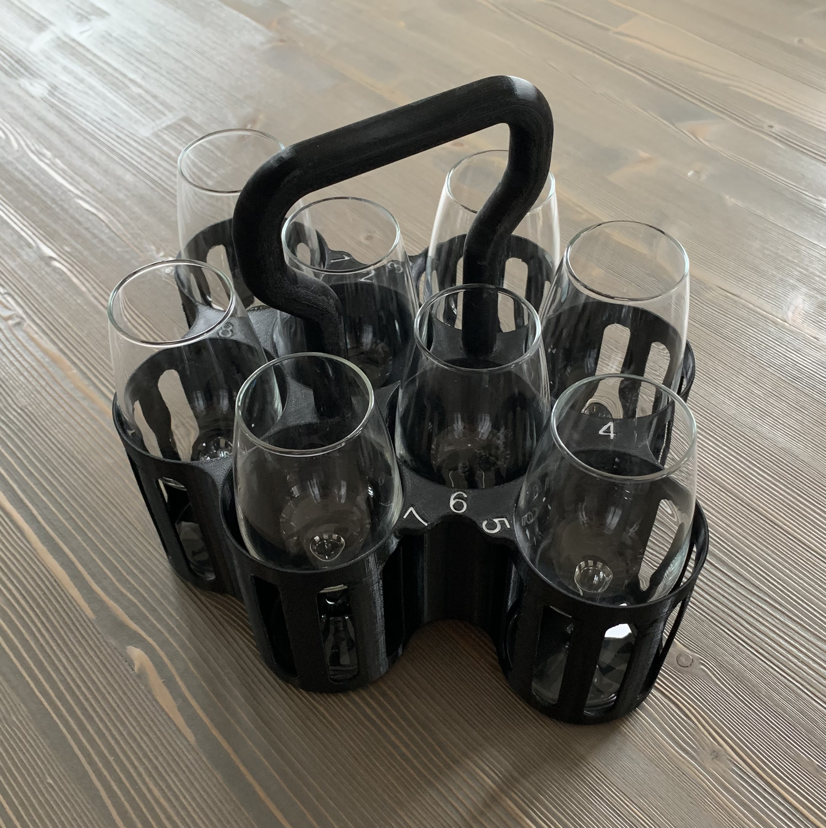 Carrier for 8 wine/beer tasting glass