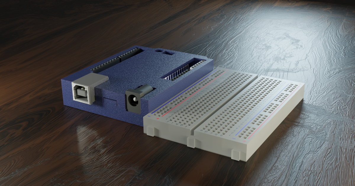 3D Printable arduino UNO + mini breadboard mount by 3Dextrusion