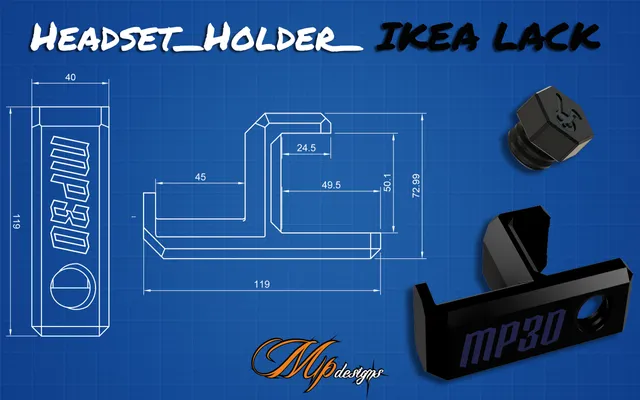 Headset Holder for IKEA_LACK shelf