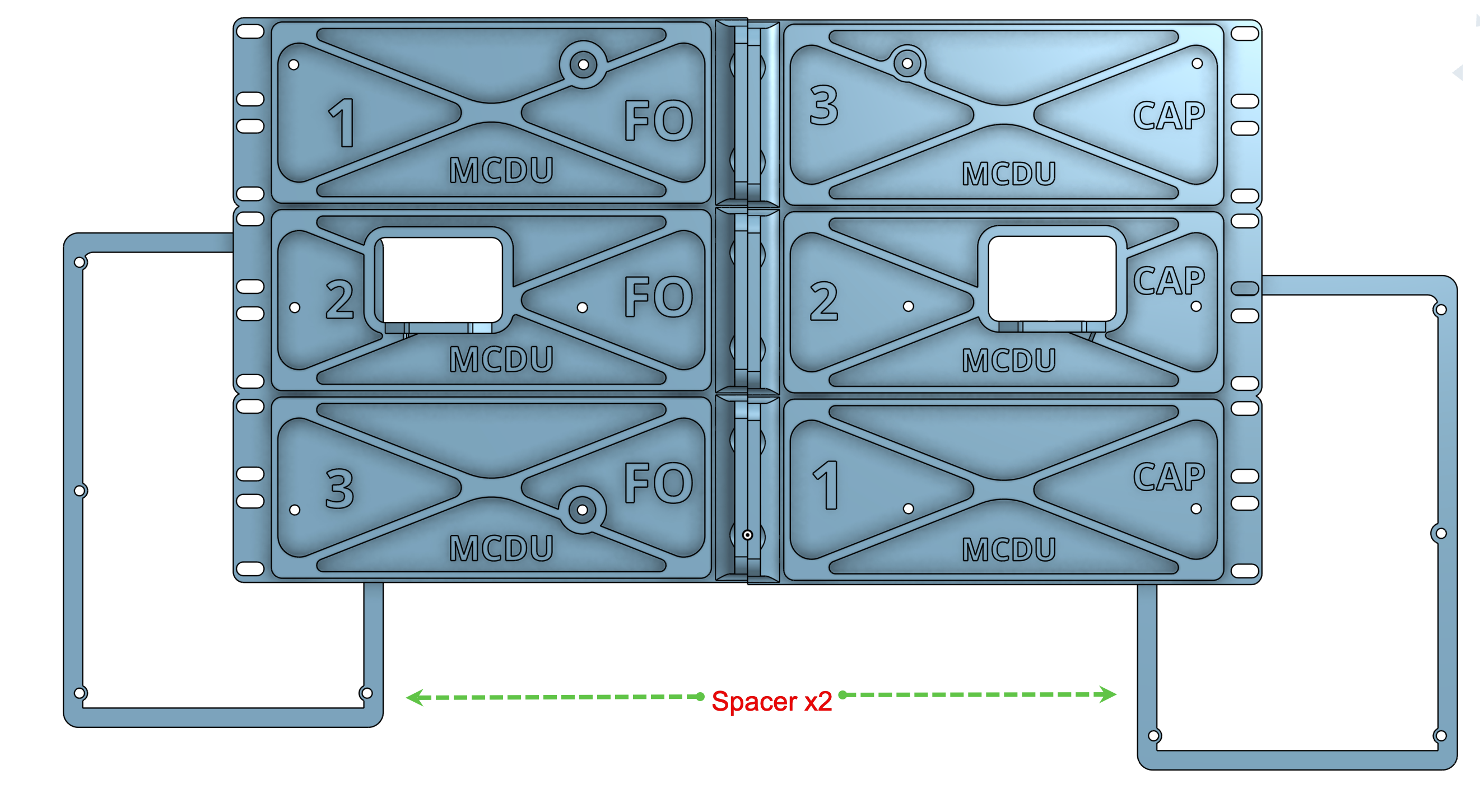 6U 19" Rackmount for WinWing MCDU (both R&L seats)
