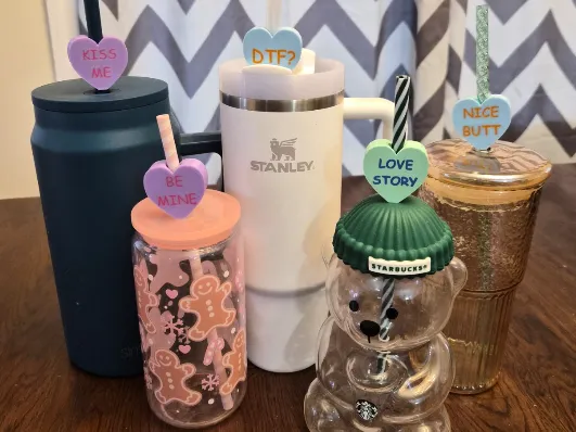 Conversation Hearts Straw Toppers