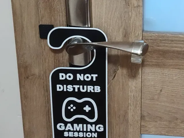 Do not disturb gaming session in progress door hanging sign