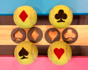 Tennis Ball Stencil Card Suits Set - Heart Diamond Spade Club