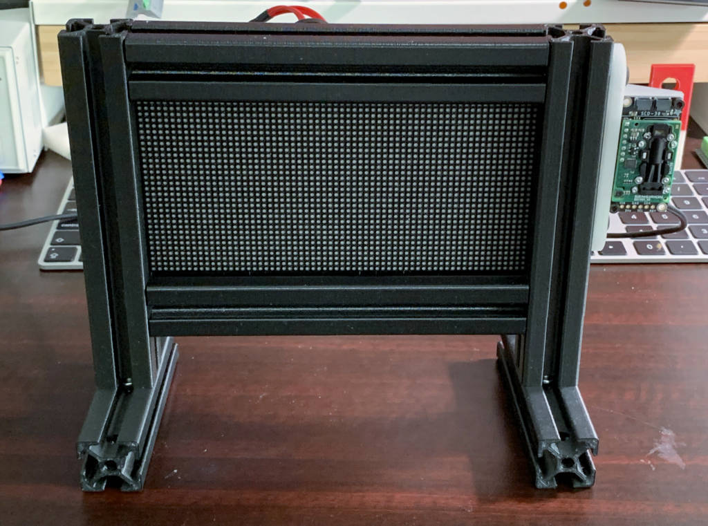 A Mount for an 64x32 RGB LED panel with an Adafruit MattixPortal