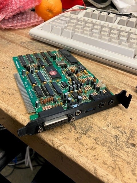 Slot cover plate for Protec Audio AV20P3 (SoundBlaster 2 clone) 8 bit sound card. pc_xt