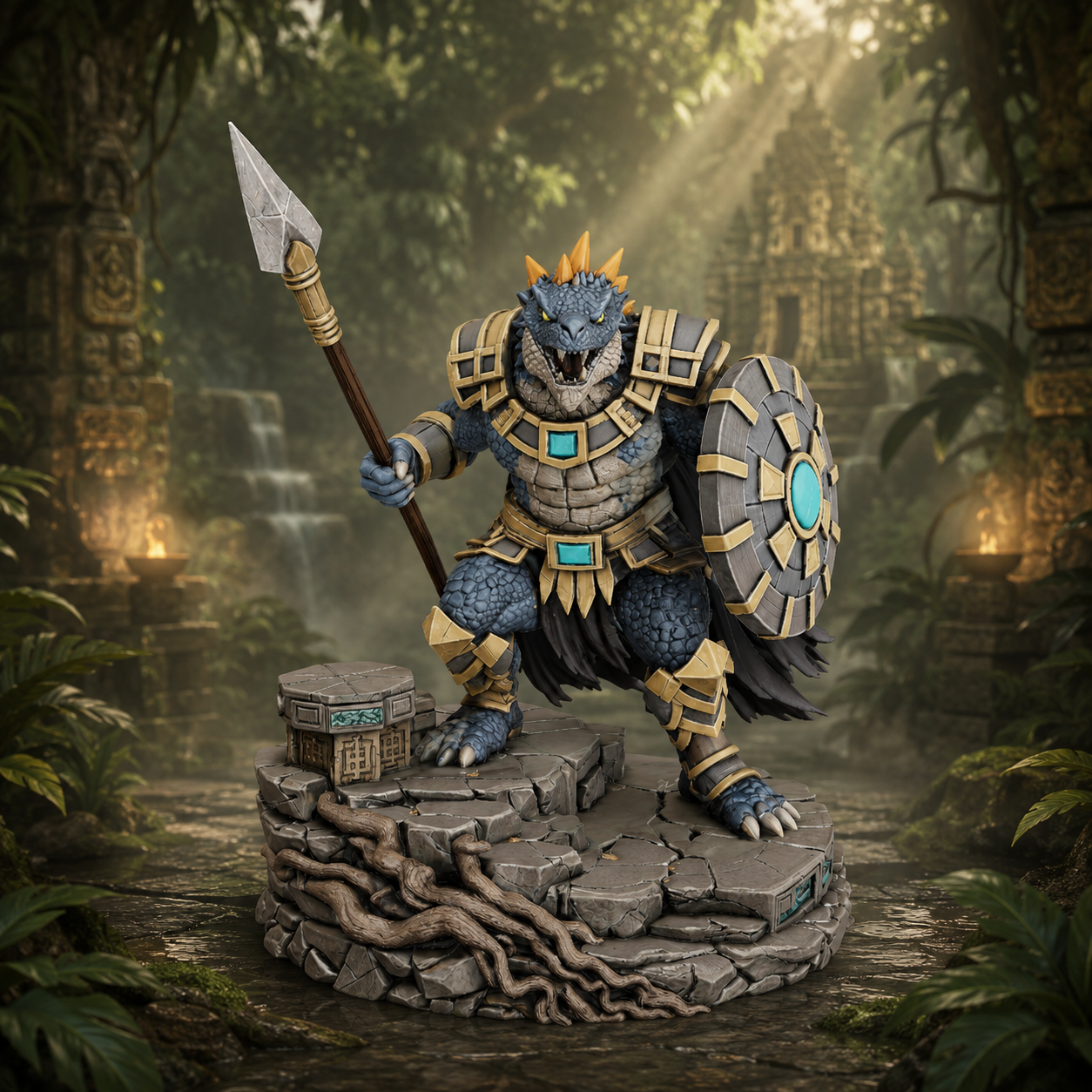 Vhorlath Realms – Reptilian – Sunscale Spearwarden (Dark Fantasy 3D Printable Miniature STL)