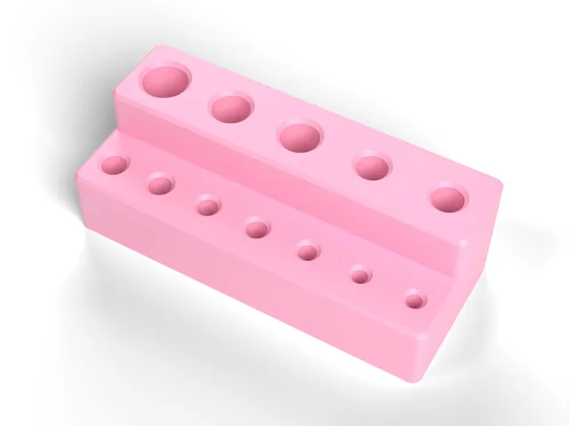 Makeup Brush Stand - Stepped Holder for 12 Brushes with Drain Holes, No Supports (OpenSCAD)