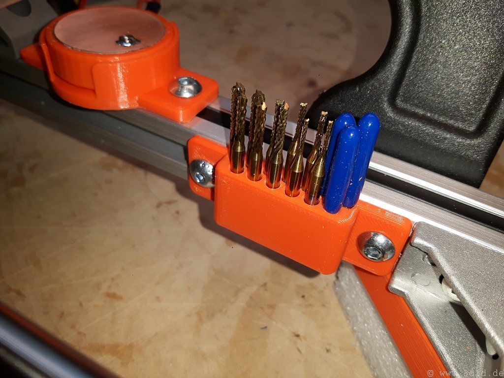 Holder for 3mm milling cutter - screw on 20x20mm alu profile