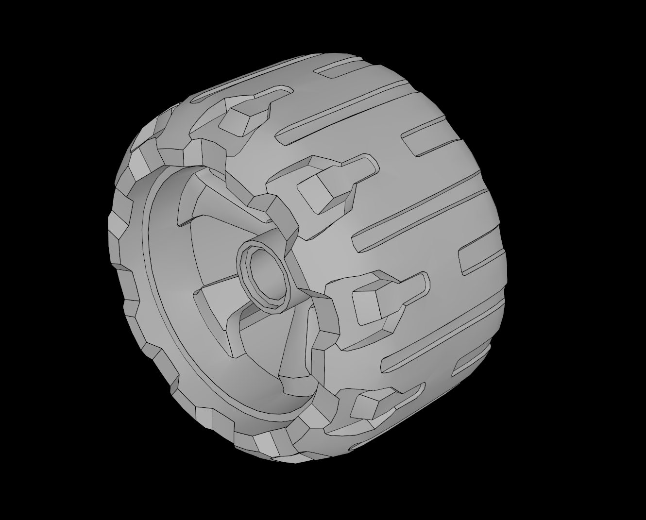 Lego Compatible (2148.dat) Wheel Hard Plastic Treaded 37mm D. x 22mm with 5 Spokes