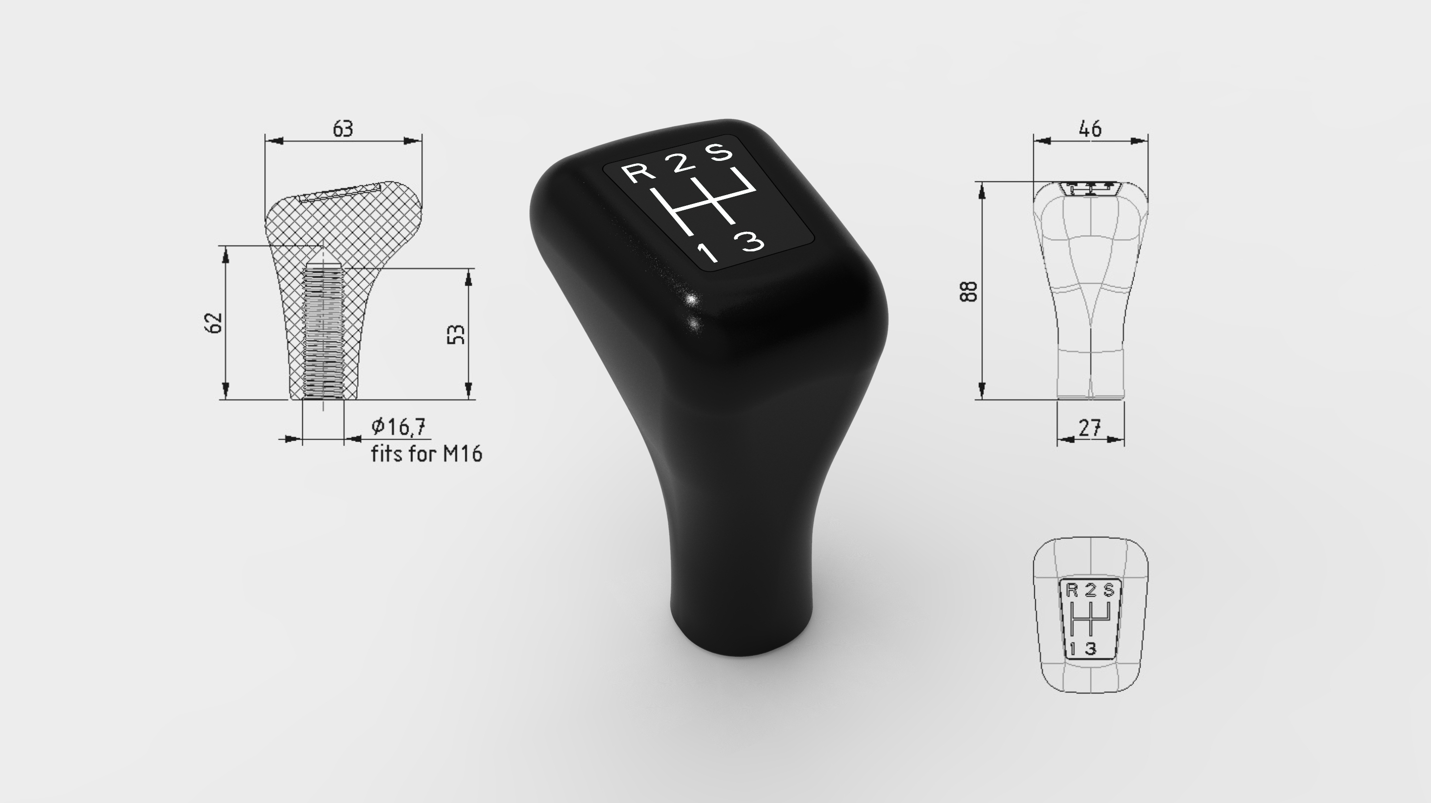 Gear lever knob for tractor - e.g. for FENDT