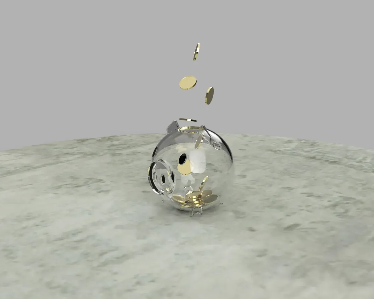 Glass piggy bank with money from series the squid game Netflix 3D model