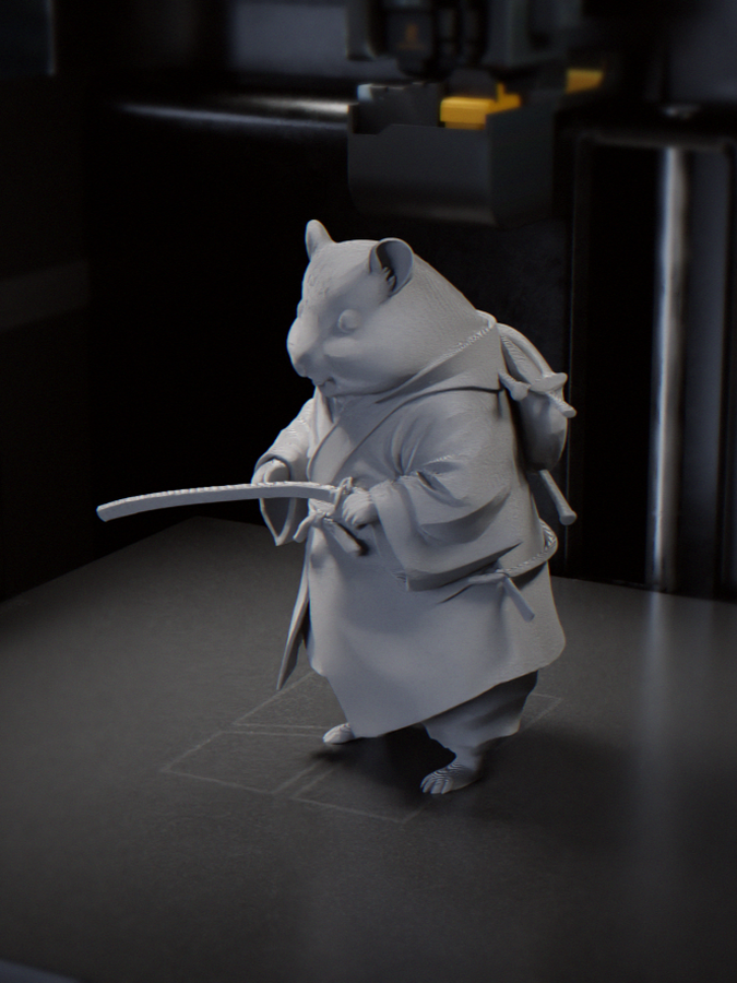 Samurai Mouse Warrior Figurine 3D Printable 3D model