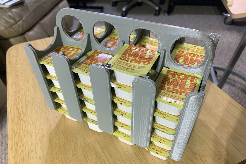 3D Printed Dipping Sauce Holder Dispenser (for extra sauce from McDonald's,  BK, Wendy's, etc) by Doug Joseph (design8studio), Download free STL model