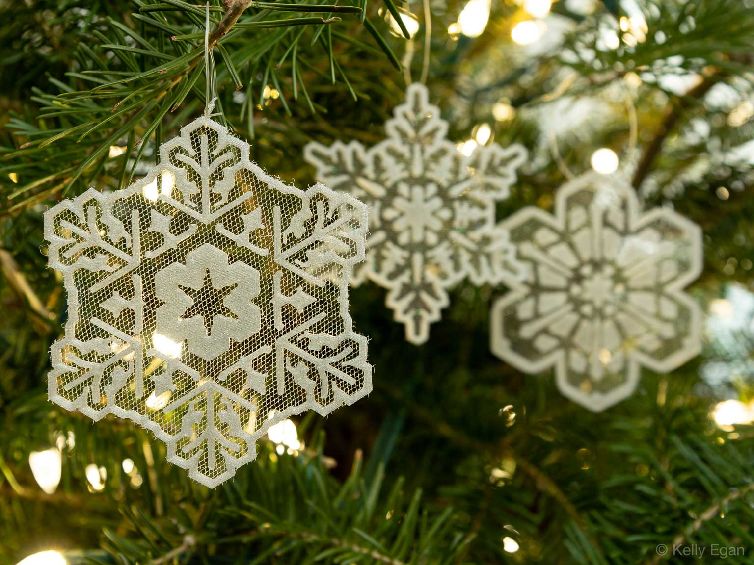 Snowflake Ornaments with tulle center