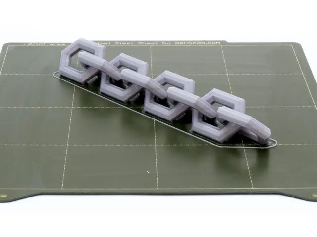 Print-in-place chain test piece