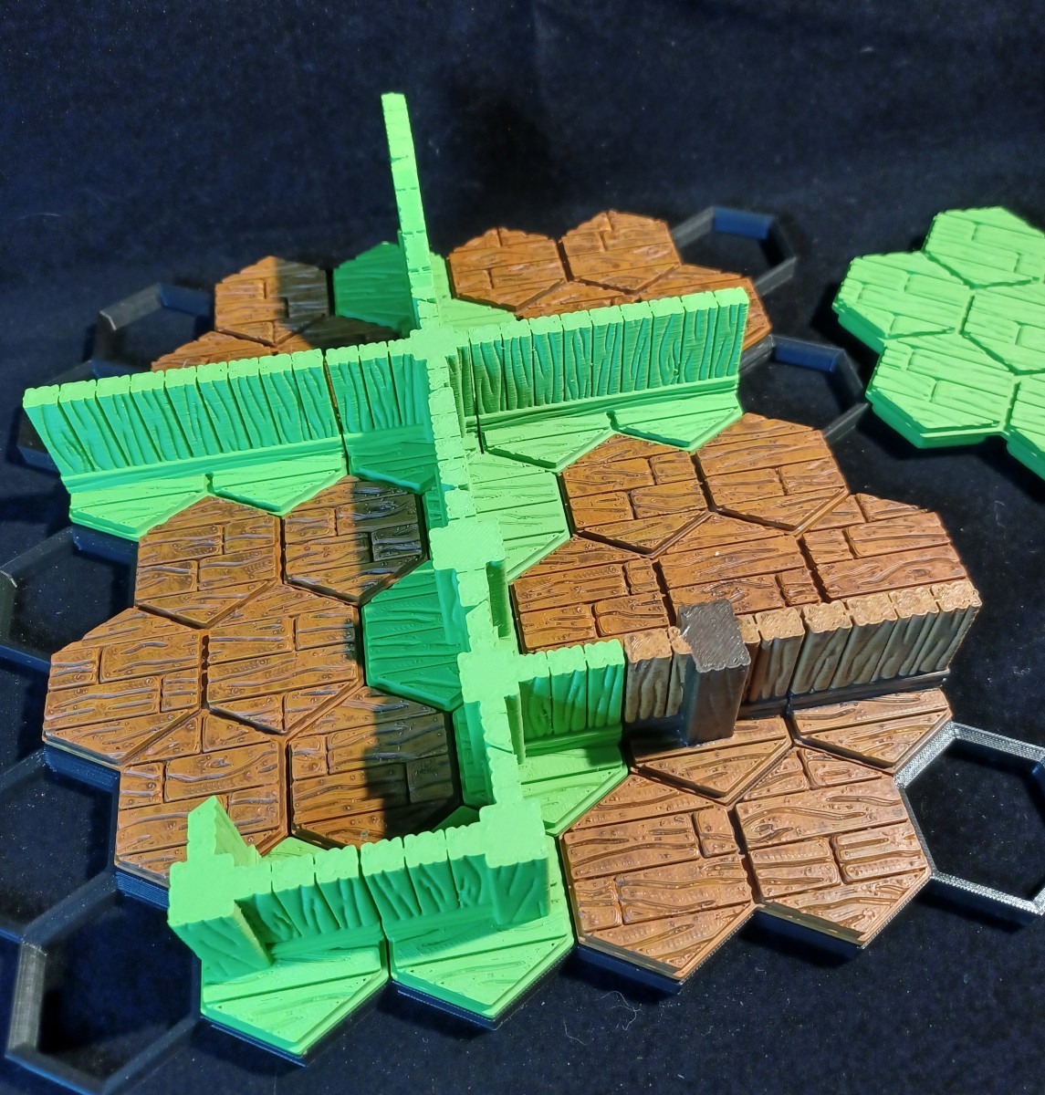 WDhex - wood - floor tiles with walls - corners