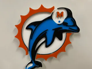 STL file 1997 - 2012 Miami Dolphin's Logo Wall Plaque・Template to