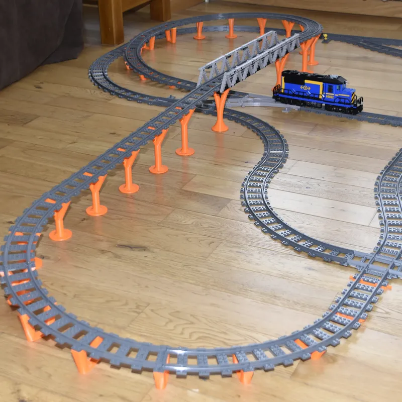 Rail train Lego croisement de voies compact avec aiguillage by Papyjo, Download free STL model
