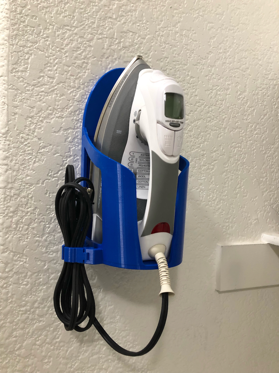Wall-mounted Iron Holder with cable clip