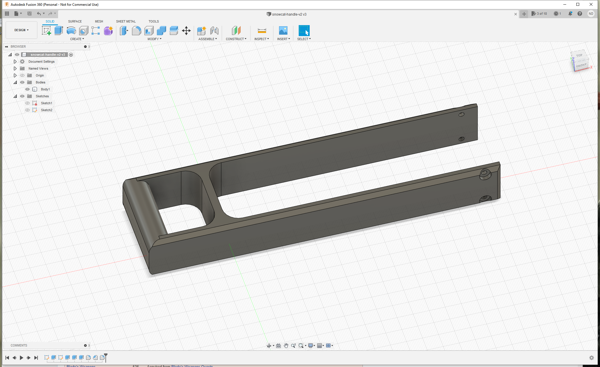 Hitch / Handle for RcTestFligh Snowcat