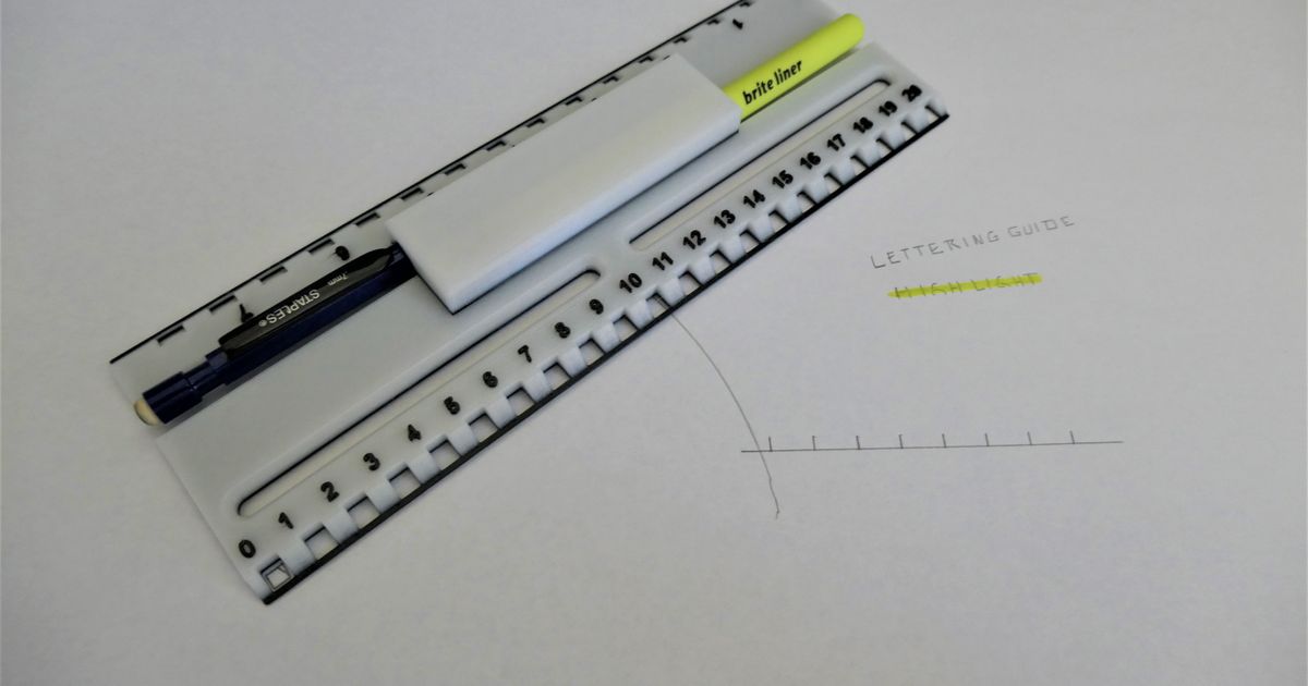 Ruler with pencil and hilighter by Schaffer.la | Download free STL ...