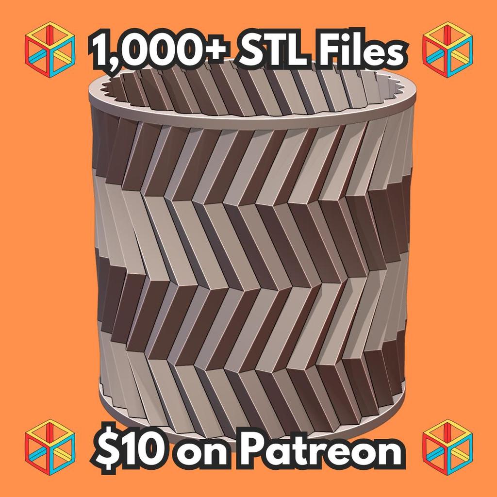 Modern Cylinder Planter with Simple Zig Zag Design MineeForm FDM 3D Print STL File