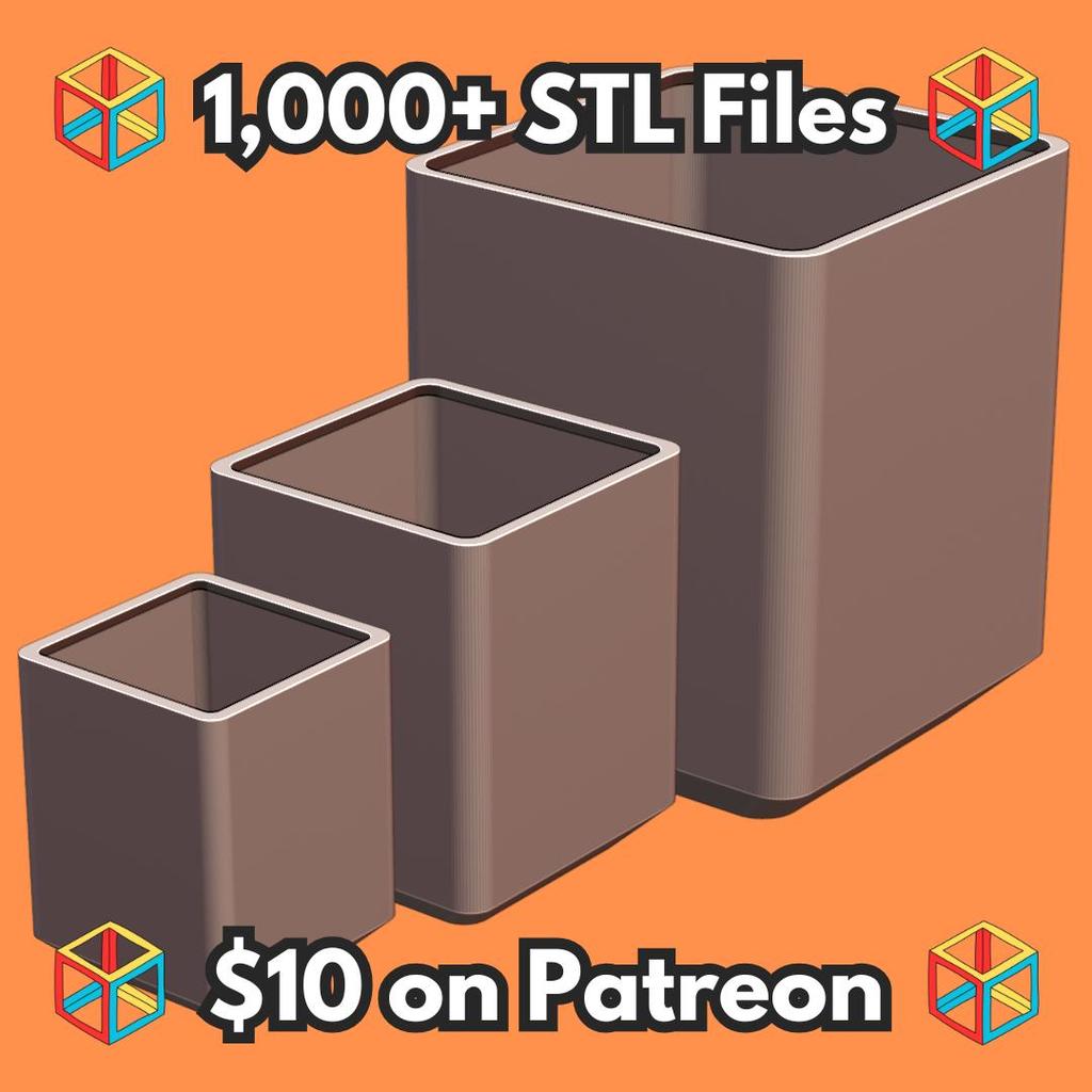 Square Pots Set Designed to Fit Perfectly in 1020 Plant Nursery Tray MineeForm FDM 3D Print STL File
