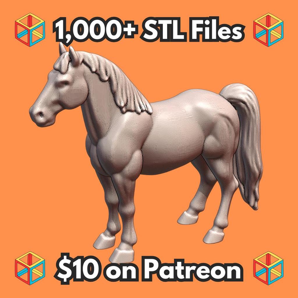 28mm DND Warhorse Miniature for Fantasy Tabletop Gaming MineeForm FDM 3D Print STL File