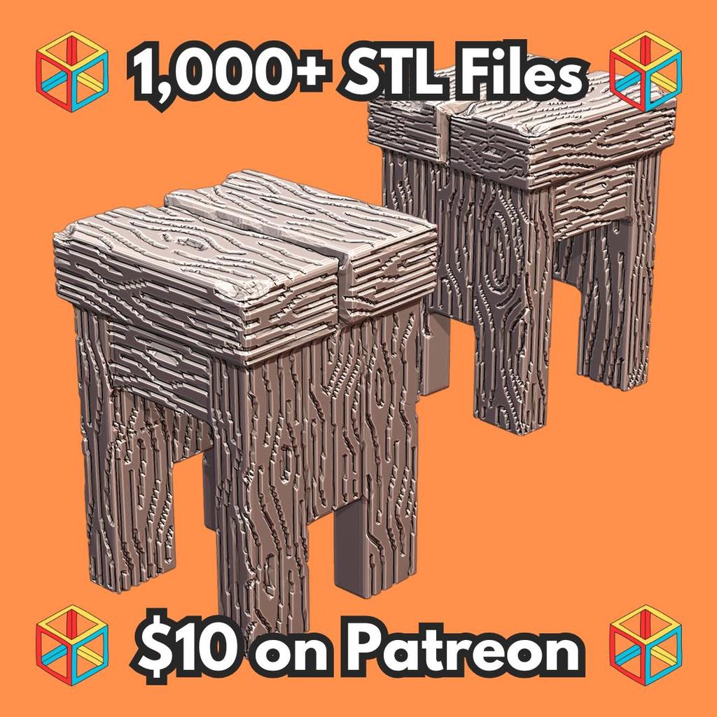 28mm DND Wooden Barstool Fantasy Terrain Miniature for Tavern Scenes MineeForm FDM 3D Print STL File