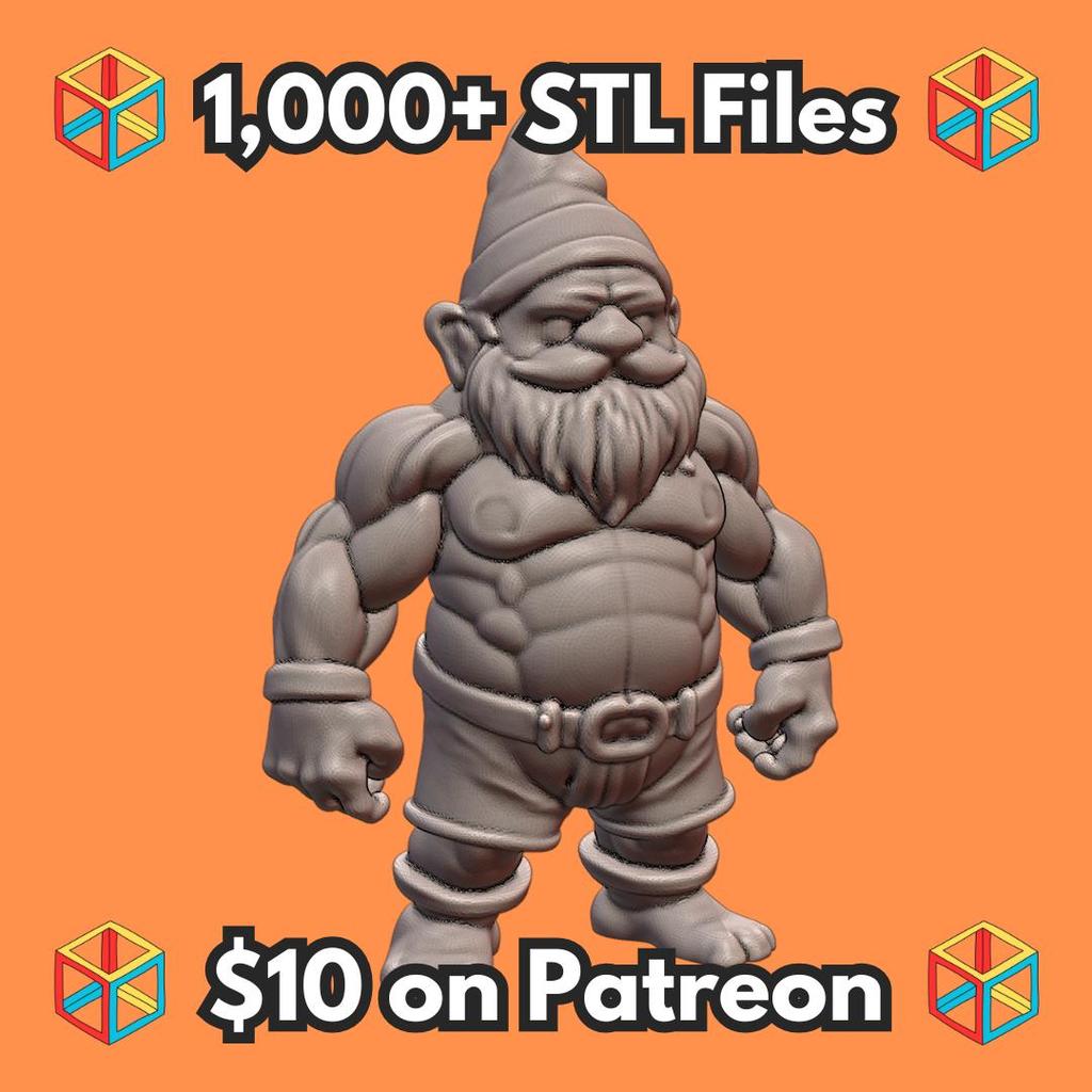 Fairy Garden Strongman Gnome with Defined Muscles MineeForm FDM 3D Print STL File