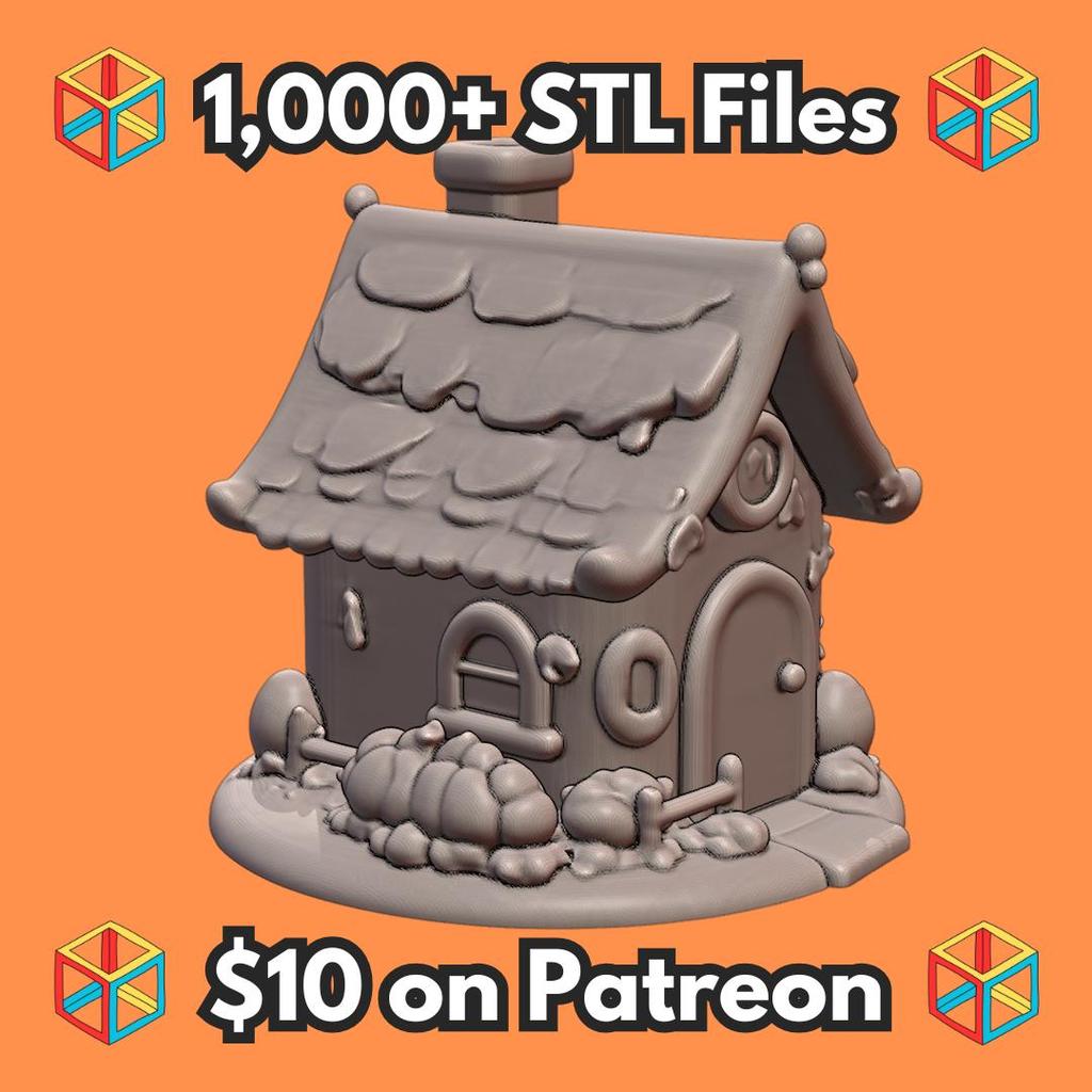 Fairy Garden Enchanted Cottage with Leafy Roof and Chimney MineeForm FDM 3D Print STL File