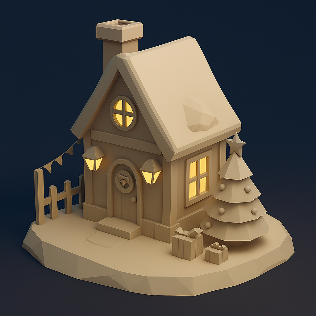 Low Poly Christmas House 3D Model