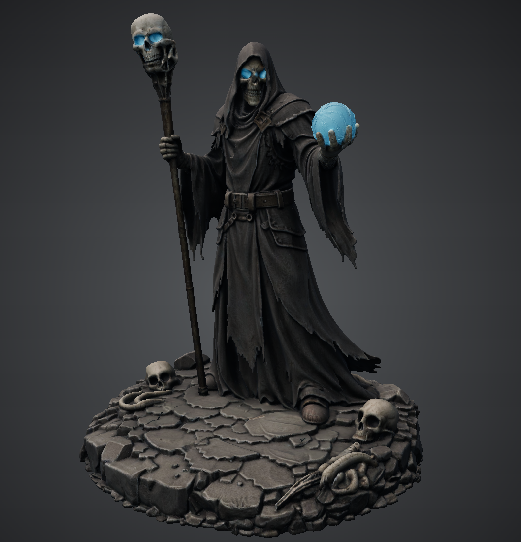 Vhorlath Realms – Undead – Necromancer Adept, Soulweaver (Dark Fantasy 3D Printable Miniature STL)