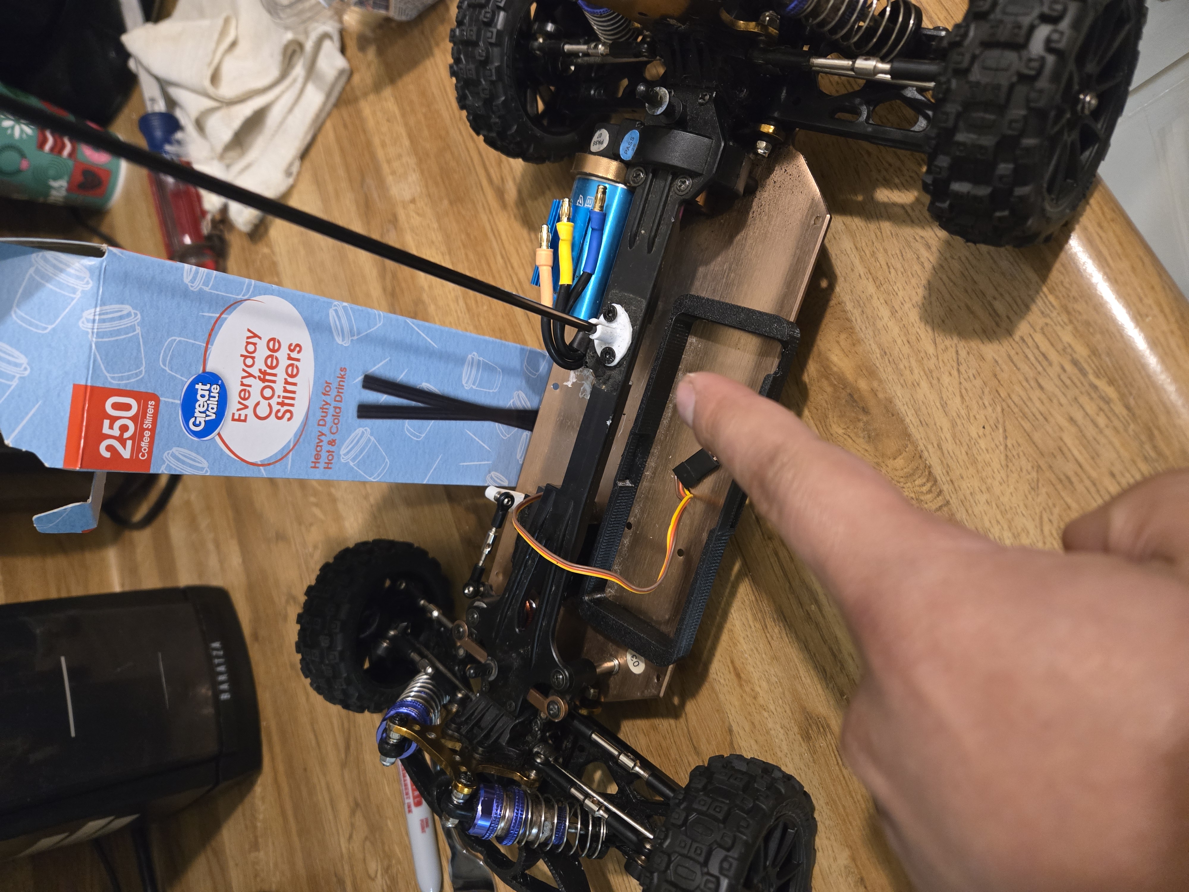 RC coffee stirrer antenna mount