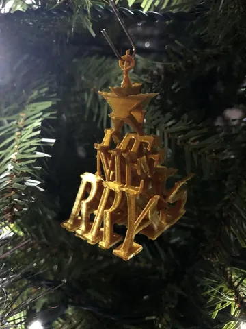 Perspective Text Merry XMas Christmas Tree