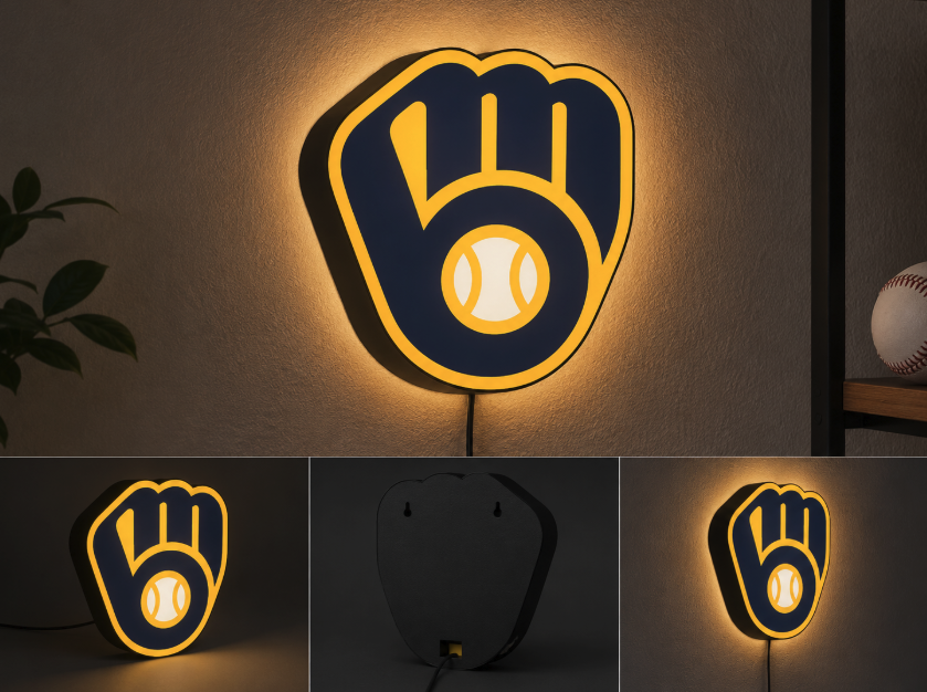 Milwaukee Brewers Baseball MLB LED Light Box | Multi-Color 3D Printable STL