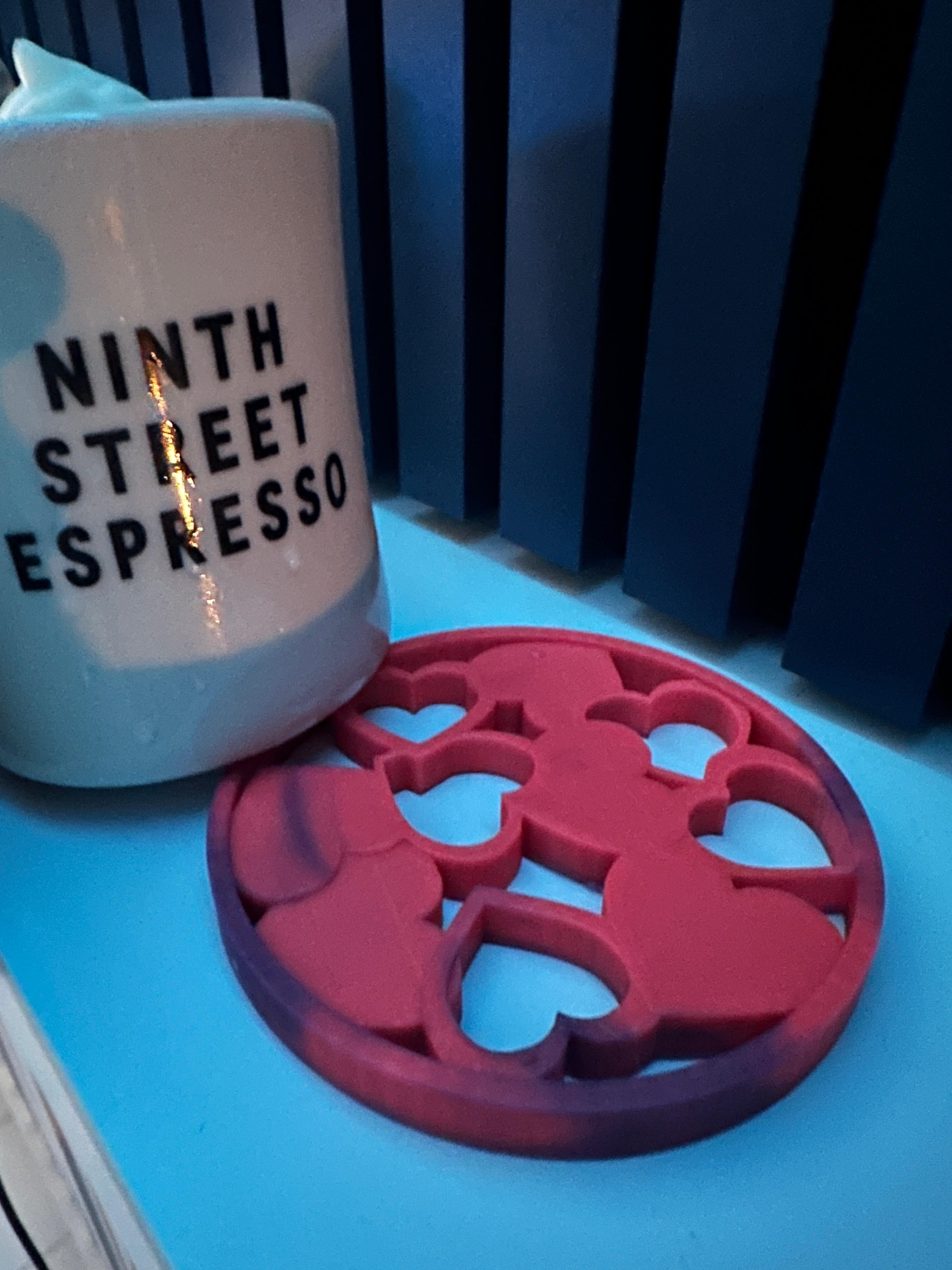 Valentines day Themed Love Heart Patterned Drinks Coaster