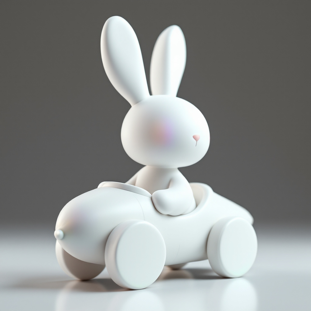 Whimsical Bunny in Carrot Car – Spring Decoration