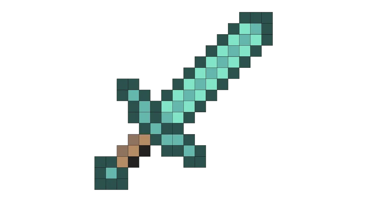 Minecraft Diamond Sword PIXELART 3D